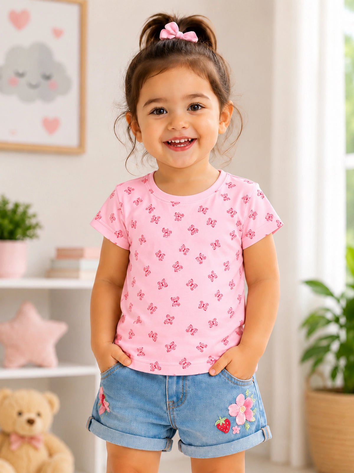Baby Girls Antiviral 100% Cotton T-Shirt for Comfortable Regular Use and Everyday Casual Wear Essentials