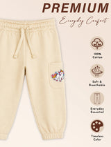 Baby Girls French Terry Cotton Track Pant with Regular Fit for Casual Wear, Jogger Styling and Everyday Comfort