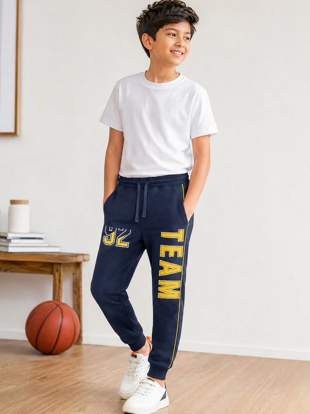Boys French Terry Track Pant with Regular Fit for Casual Wear, Playtime Comfort and Easy Everyday Movement