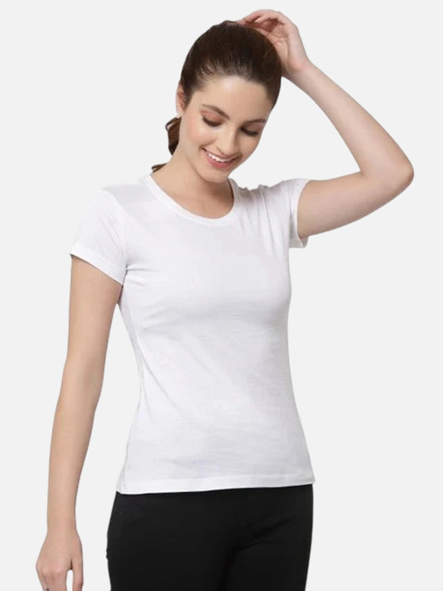 Women Solid T-Shirt Round Neck Half Sleeves with Clean Everyday Styling for Casual Wear and Comfort Essentials
