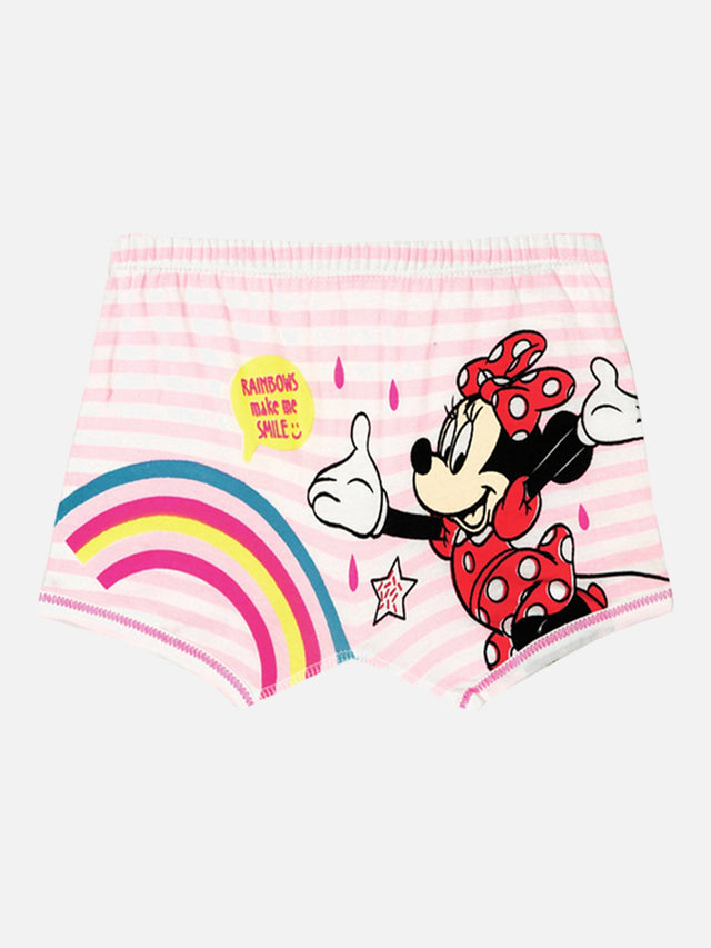 Girls Minnie & Friends Printed Boyshorts with Inner Elastic, Ultrasoft Durable Waistband and All-Day Comfort - Pack of 4