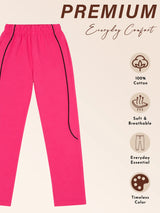 Girls 100% Cotton Solid Track Pant with Side Pockets and Regular Fit Jogger Styling for Comfortable Kids Activewear