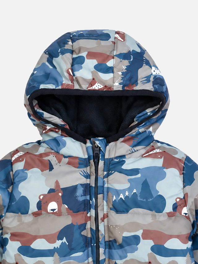 Baby Boys Polyester Quilted Hooded Winter Jacket with Full Sleeves and Comfortable Outerwear Styling