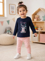 Baby Girls Shoulder Open T-Shirt Full Sleeves Casual Wear Top for Easy Dressing, Playtime and Regular Use