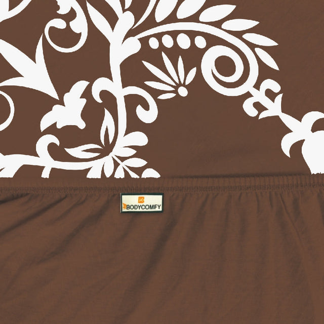 King Size Cotton Bedsheet Brown Ornamental Print - Bodycare