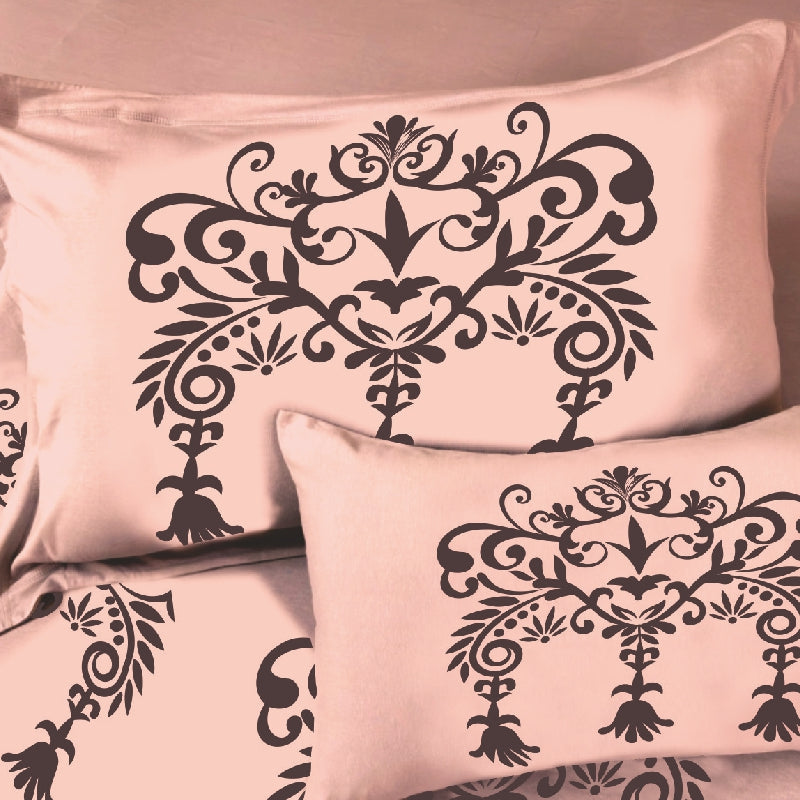 King Size Cotton Bedsheet Brown Ornamental Print - Bodycare