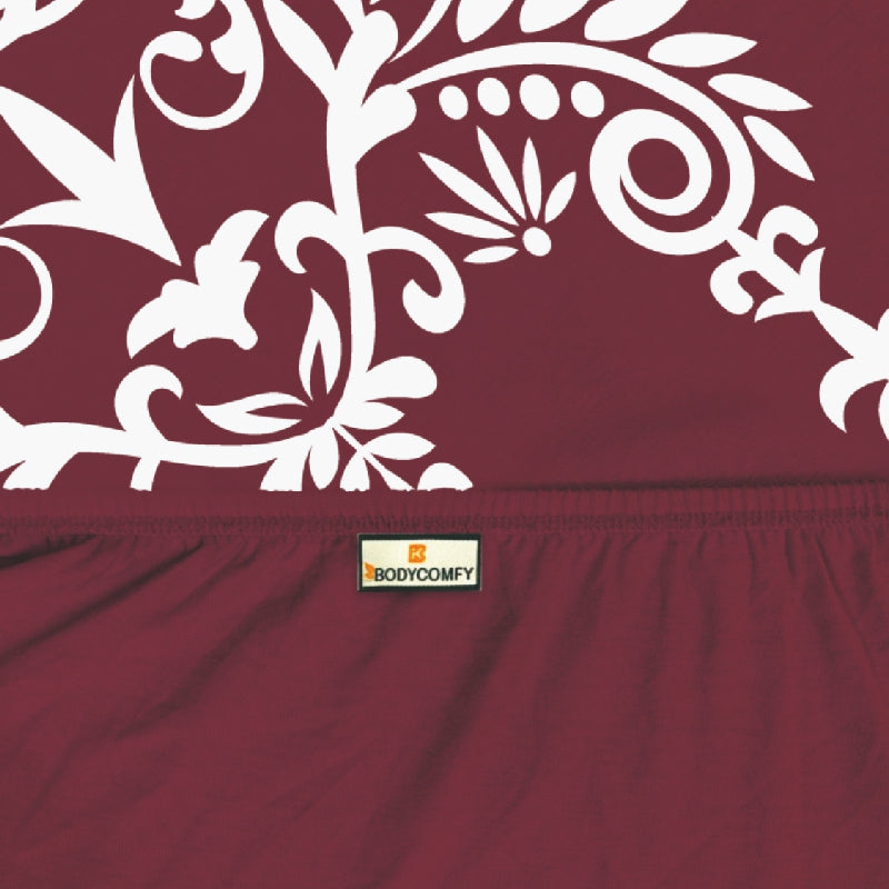 King Size Cotton Bedsheet Brown Ornamental Print - Bodycare