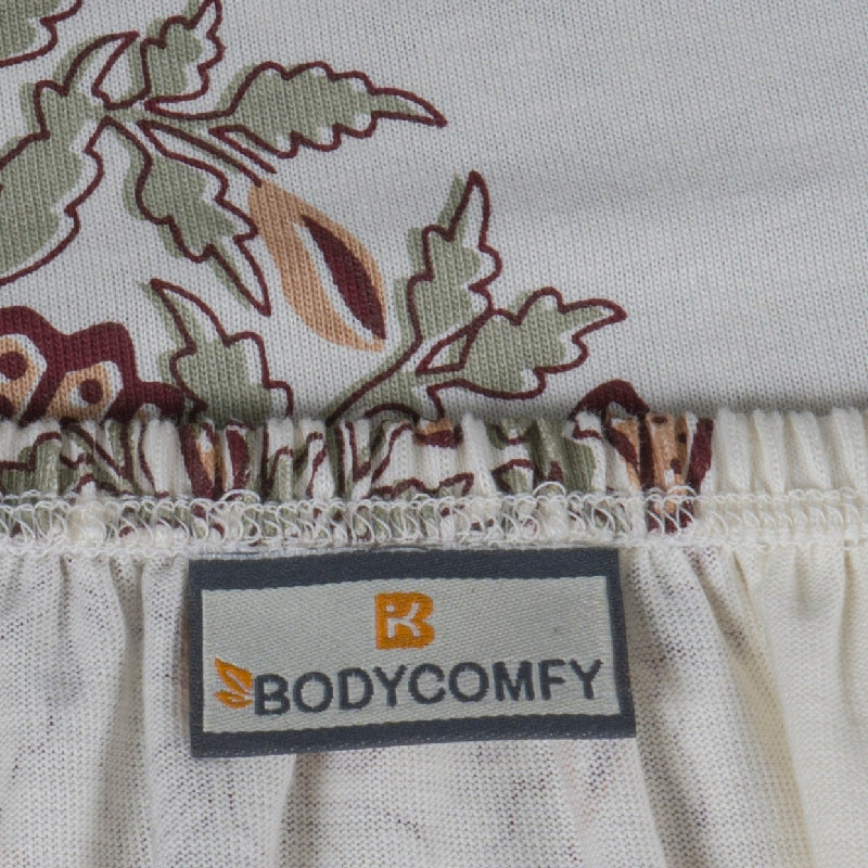 King Size Cotton Bedsheet Floral Handblock Ivory - Bodycare