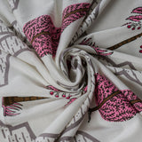 Bodycomfy 100% Cotton Hosiery King Size Fitted Bedsheet – Botanical Palm & Cypress Print