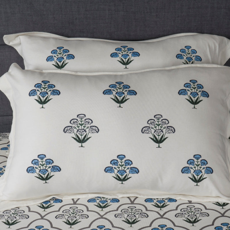 King Size Cotton Fitted Bedsheet Handblock Floral - Bodycare