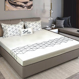 Bodycomfy 100% Cotton Hosiery King Size Fitted Bedsheet – Geometrical Panel Print