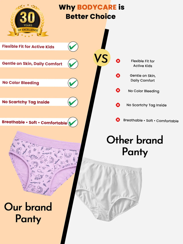 Girls Cotton Spandex Panty Stretch Lycra Band Pack of 3 - Bodycare