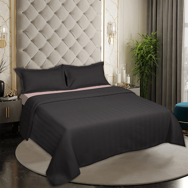 King Size Cotton Jersey Bedcover Chevron Green - Bodycare