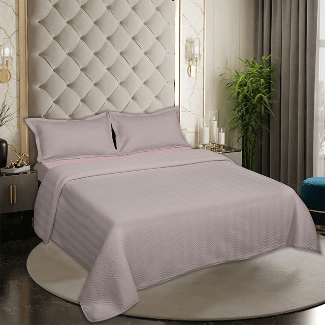 King Size Cotton Jersey Bedcover Chevron Green - Bodycare