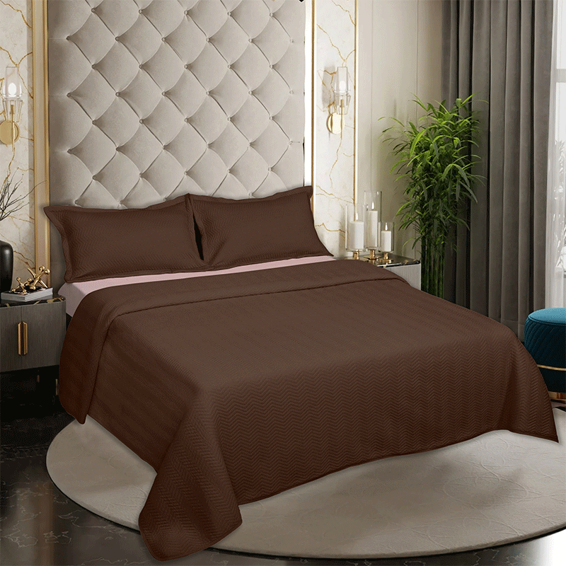 King Size Cotton Jersey Bedcover Chevron Green - Bodycare