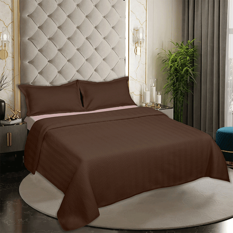 BodyComfy 100% Cotton Hosiery King-Size Fitted Bedcover – Chevron Pattern