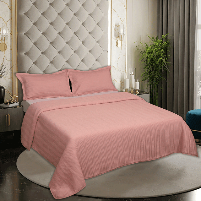 King Size Cotton Jersey Bedcover Chevron Green - Bodycare