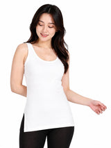 Women's Interlock Round Neck Sleeveless Thermal Top - White - 80