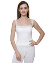 Women's Quilt Round Neck Sleeveless Thermal Top - White - 90