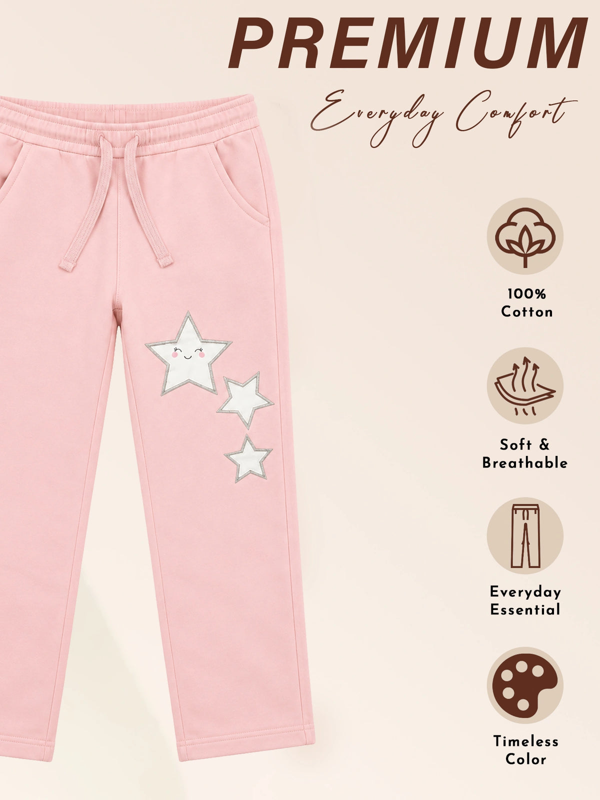 Girls Cotton Regular Fit Printed Track Pant for Casual Wear, Jogger Styling, Lounge Comfort and Easy Movement