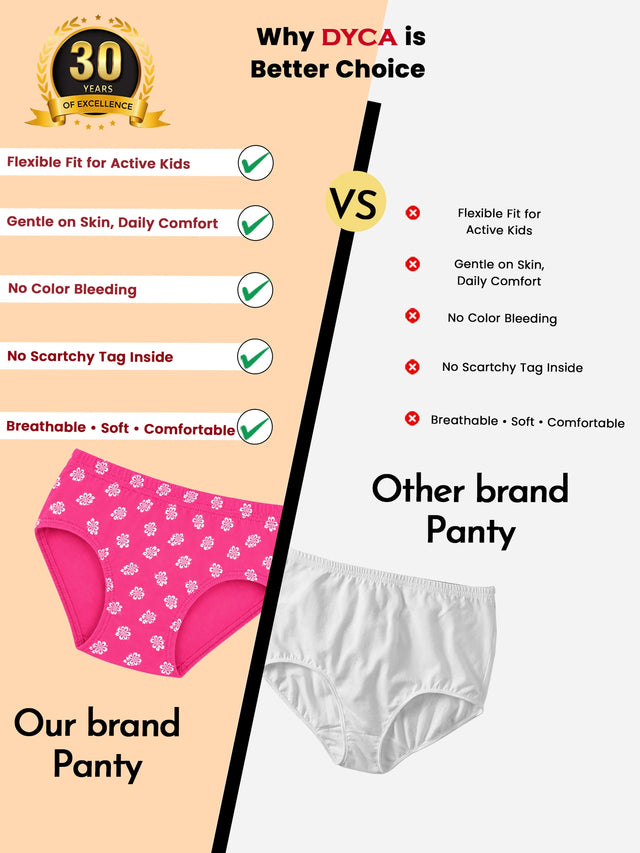 Baby Girls Printed Panty with Inner Elastic Waistband for Comfortable Everyday Innerwear Essentials - Pack of 6