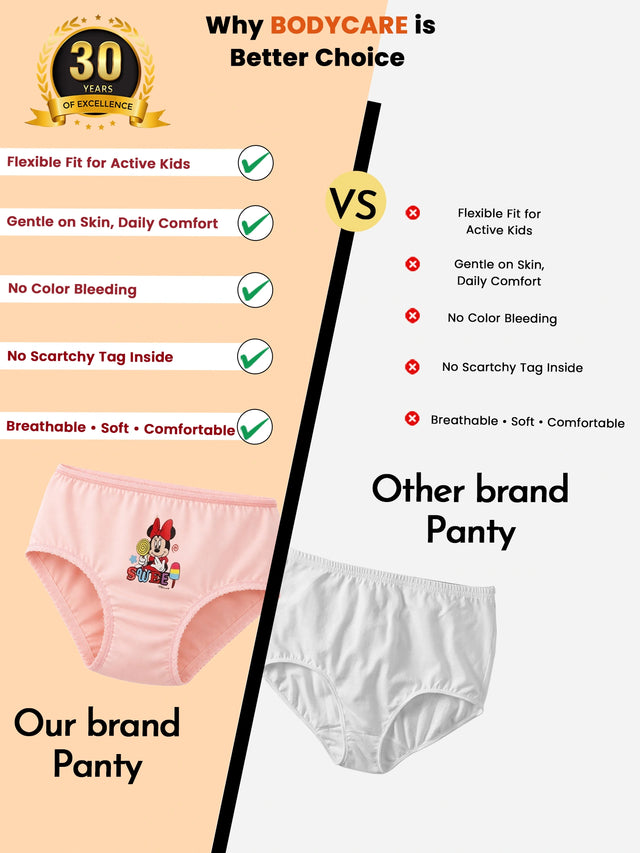 Girls 100% Cotton Panty with Top Elastic for Everyday Innerwear Comfort and Daily Essentials - Pack of 3