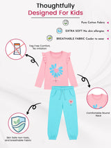 Girls 100% Cotton T-Shirt and Pajama Set with Soft Breathable Comfort for Lounge Wear and Nightwear - Pack of 1