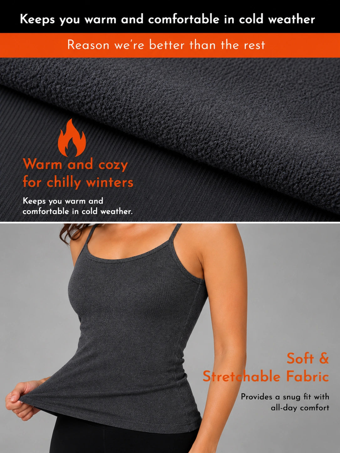 Women 100% Cotton Camisole Style Thermal Top with High Warmth Comfort and Winter Innerwear Essential
