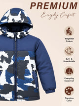 Boys Polyester Quilted Hooded Winter Jacket with Full Sleeves for Warm Casual Wear and Outdoor Comfort - Pack of 1