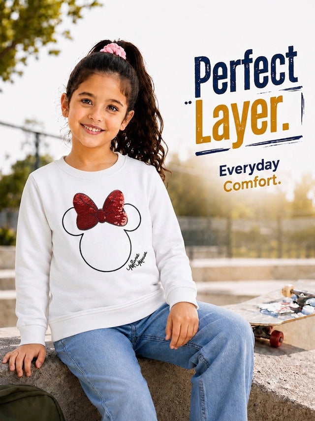 Girls Sweatshirt for Casual Wear, Warm Layering, Everyday Comfort and Regular Wardrobe Essentials for Daily Use