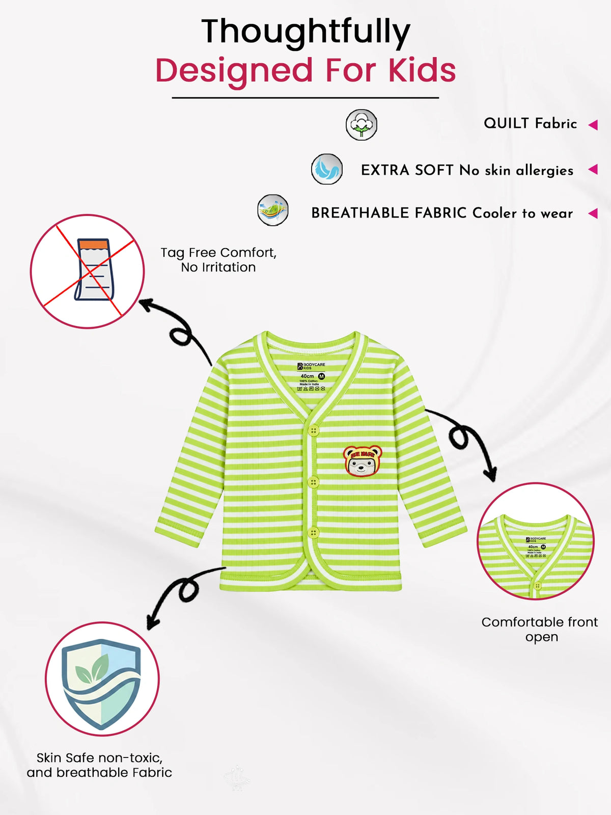 Unisex Baby Front Open Full Sleeves Thermal Top for Warm Winter Innerwear Comfort and Easy Dressing - Pack of 3