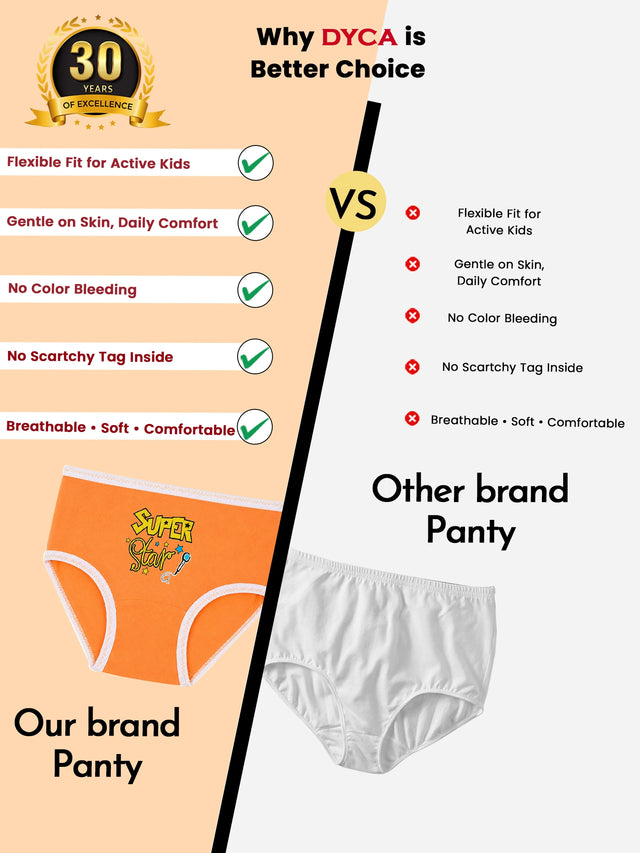 Girls Printed Innerwear Panty with Top Elastic for Everyday Comfort, Easy Fit and Wardrobe Essentials - Pack of 3