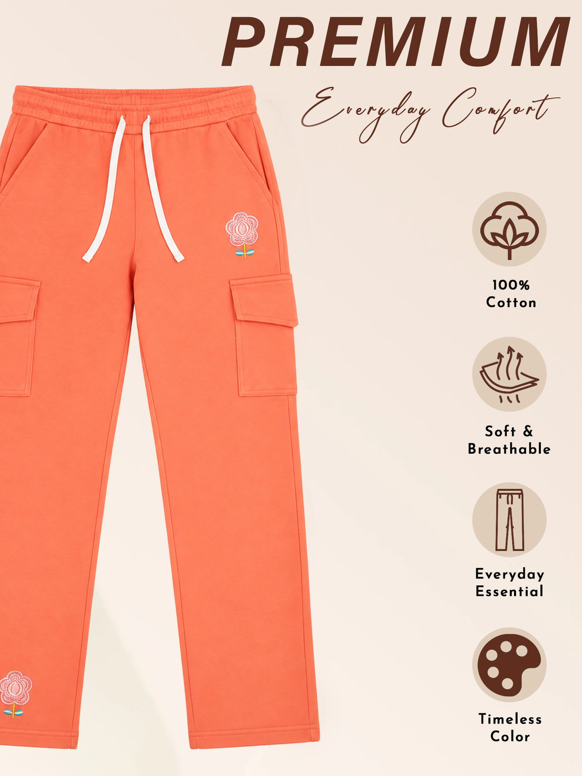Girls 100% Cotton Track Pant with Printed Regular Fit for Casual Wear, Lounge Comfort and Easy Movement