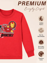 Boys Avengers Round Neck Full Sleeves Sweatshirt for Casual Wear, Lounge Comfort and Everyday Wardrobe Use