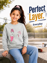 Girls Princess Printed Round Neck Sweatshirt with Full Sleeves for Casual Outfits and Everyday Comfort