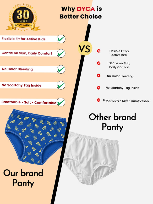 Baby Girls Printed Panties with Top Elastic for Everyday Innerwear Comfort and Regular Wardrobe Use - Pack of 6