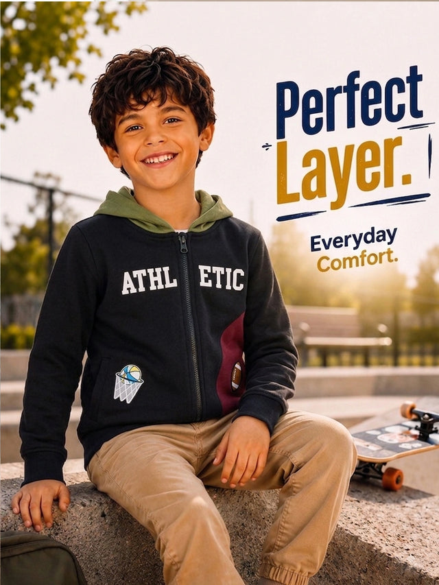 Boys 3 Thread Fleece Sweatshirt for Winter Wear, Warm Comfort, Easy Styling and Regular Wardrobe Use