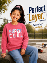 Girls Round Neck Full Sleeve Sweatshirt with Clean Casual Styling for Everyday Comfort and Regular Seasonal Wear