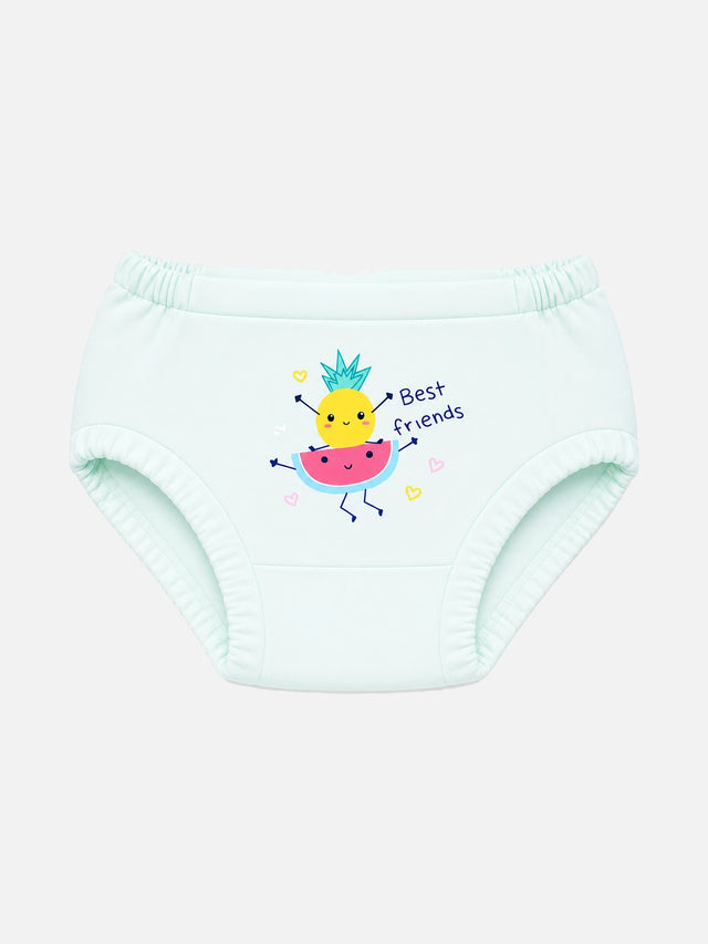 Baby Girls 100% Cotton Inner Elastic Panty with Soft Breathable Fabric for Everyday Innerwear - Pack of 3