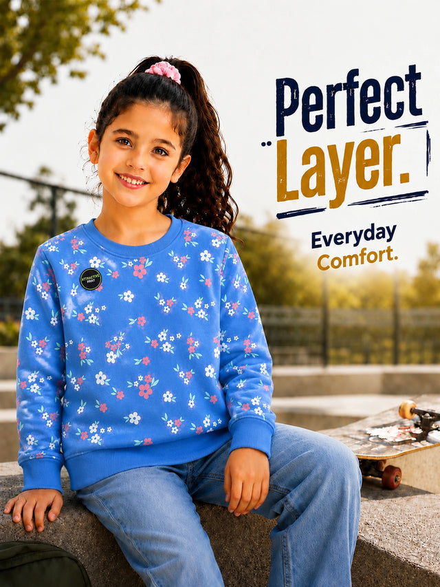 Girls French Terry Sweatshirt for Casual Wear, Everyday Comfort, Easy Styling and Regular Wardrobe Use