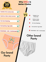 Baby Girls Cotton Printed Panty with Top Elastic Waistband for Comfortable Innerwear Essentials - Pack of 6