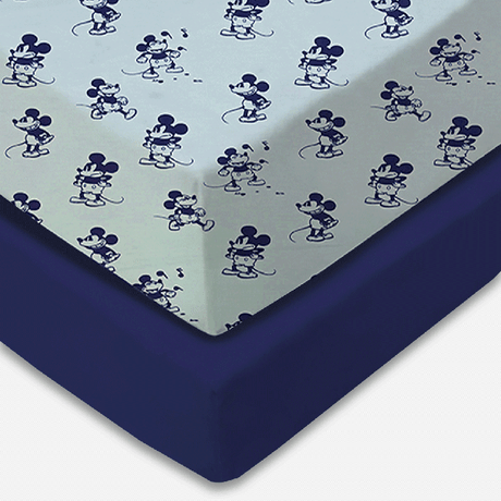 Mickey Royal Blue Fitted Cot Sheet Pack of 2
