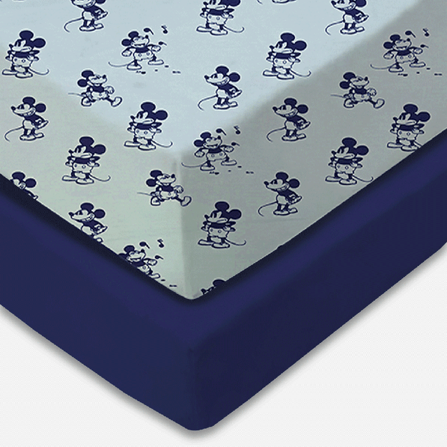 Mickey Royal Blue Fitted Cot Sheet Pack of 2 - Bodycare
