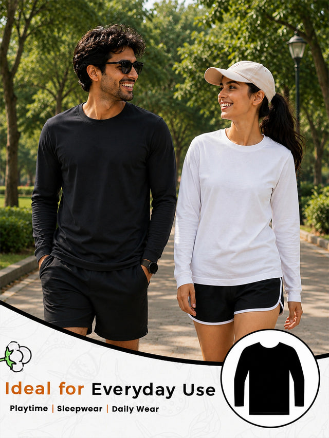 Women Cotton T-Shirt Round Neck Full Sleeves with Regular Fit Graphic Printed Styling for Everyday Casual Wear