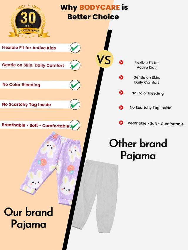 Baby Girls Pyjama with Inner Elastic for Comfortable Sleepwear, Lounge Wear and Everyday Nightwear Use