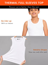 Boys Round Neck Sleeveless Thermal Top with Warm Comfort, Easy Innerwear Fit and Winter Essential Styling - Pack of 2