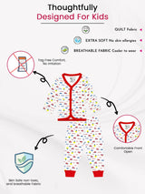 Unisex Front Open Thermal Suit with Full Sleeves Top and Bottom for Baby Winter Wear and Sleep Comfort
