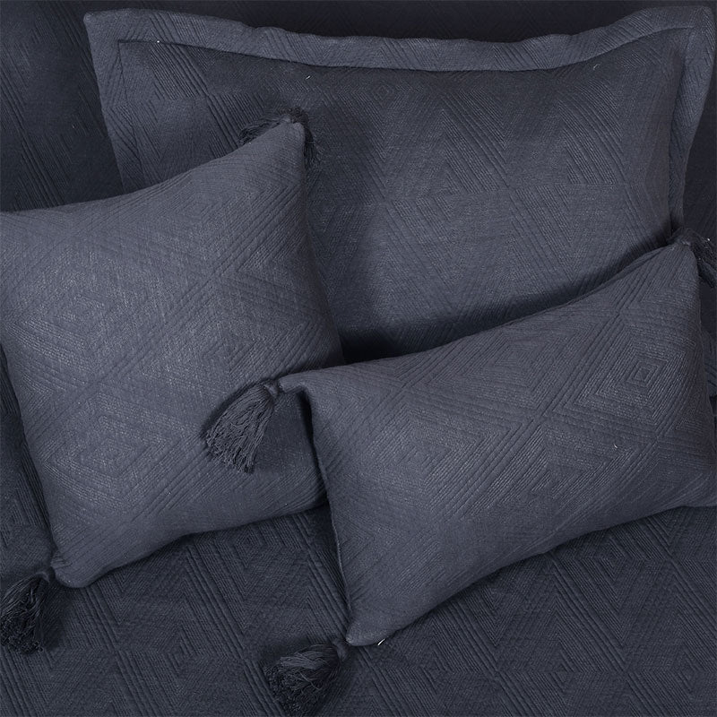 BodyComfy 100% Cotton Hosiery King-Size Fitted Bedcover – Layered Diamond Geometric Pattern