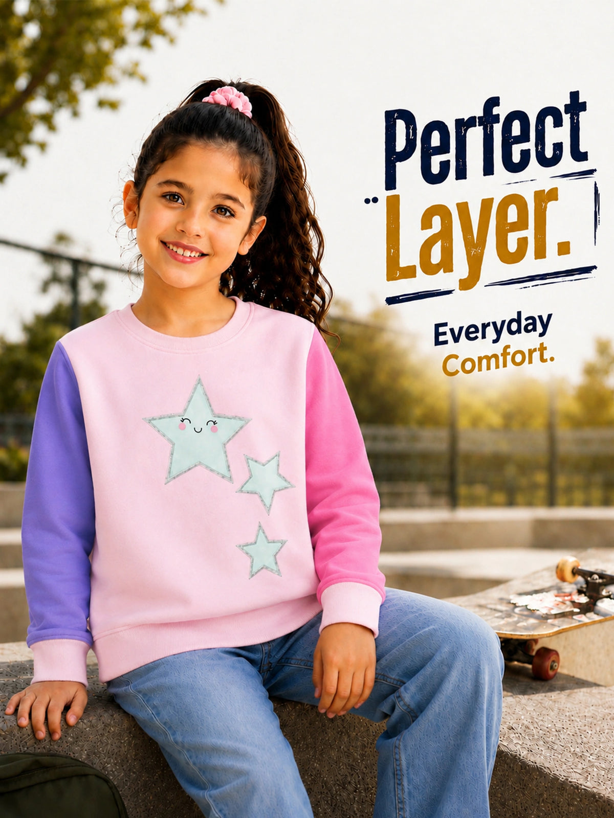 Girls Sweatshirt for Casual Wear, Warm Layering Comfort and Practical Everyday Wardrobe Essentials for Daily Use