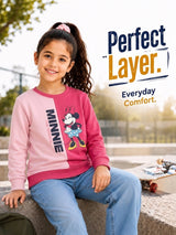 Girls French Terry Round Neck Sweatshirt with Cotton Blend Fabric and Full Sleeves for Casual Cool-Weather Wear